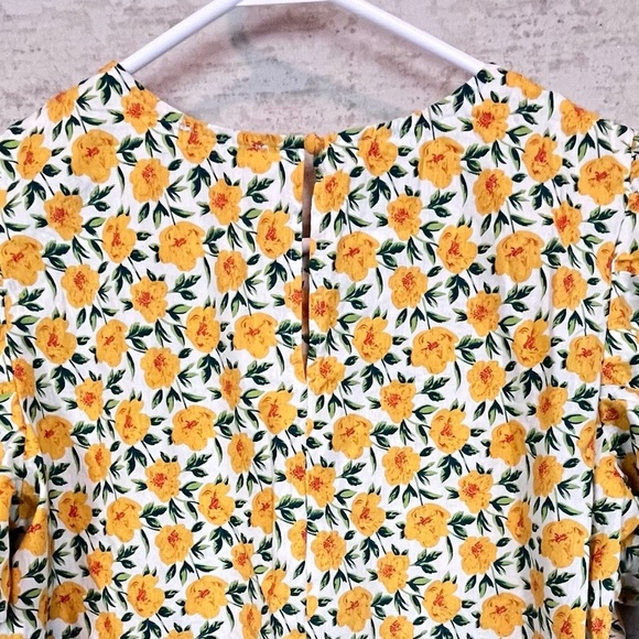 TCEC Floral Print Puff Shoulder Blouse Sz L Summer Cottagecore Vacation Boho - Picture 10 of 16